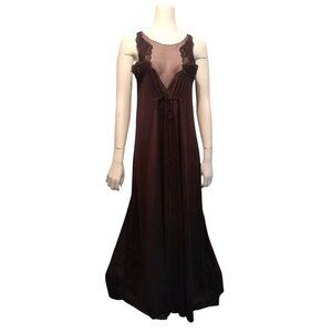 Vintage Womens Sz Medium Night Dress Womens Lingerie Nightgown Sexy Sheer Brown